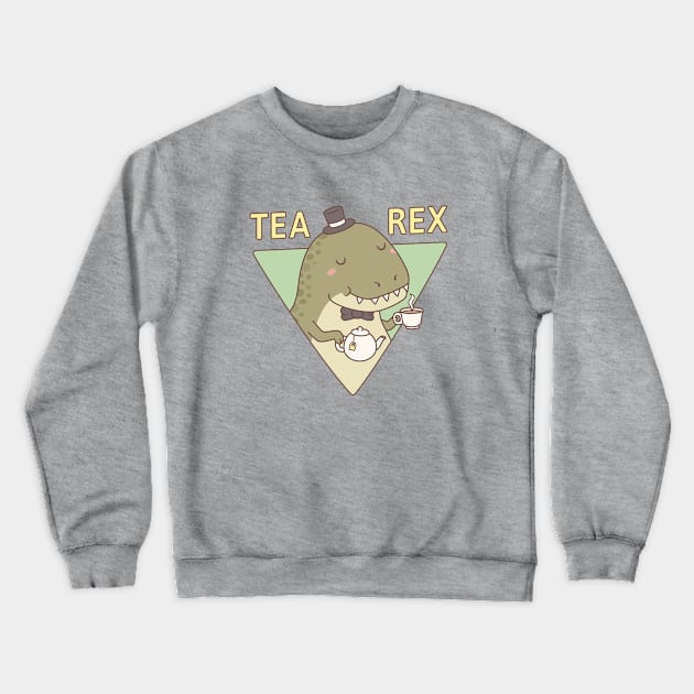 Cute Dinosaur Tea Rex Trex Pun Crewneck Sweatshirt by rustydoodle